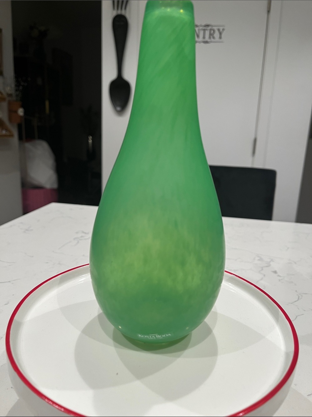 Kosta Boda Emerald Green Teardrop Glass Vase